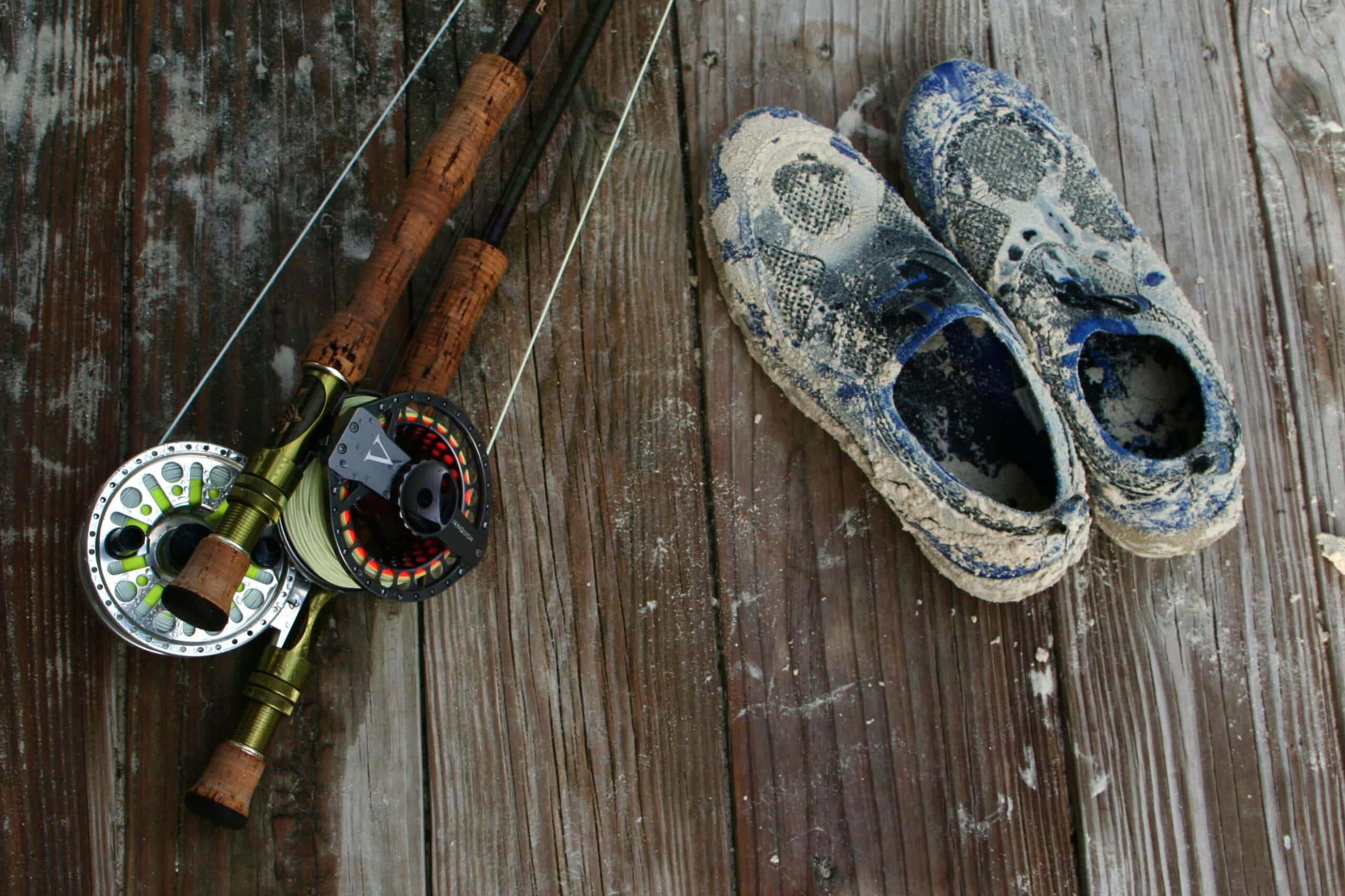 Fly Fishing Rods Reels and Muddy Shoes